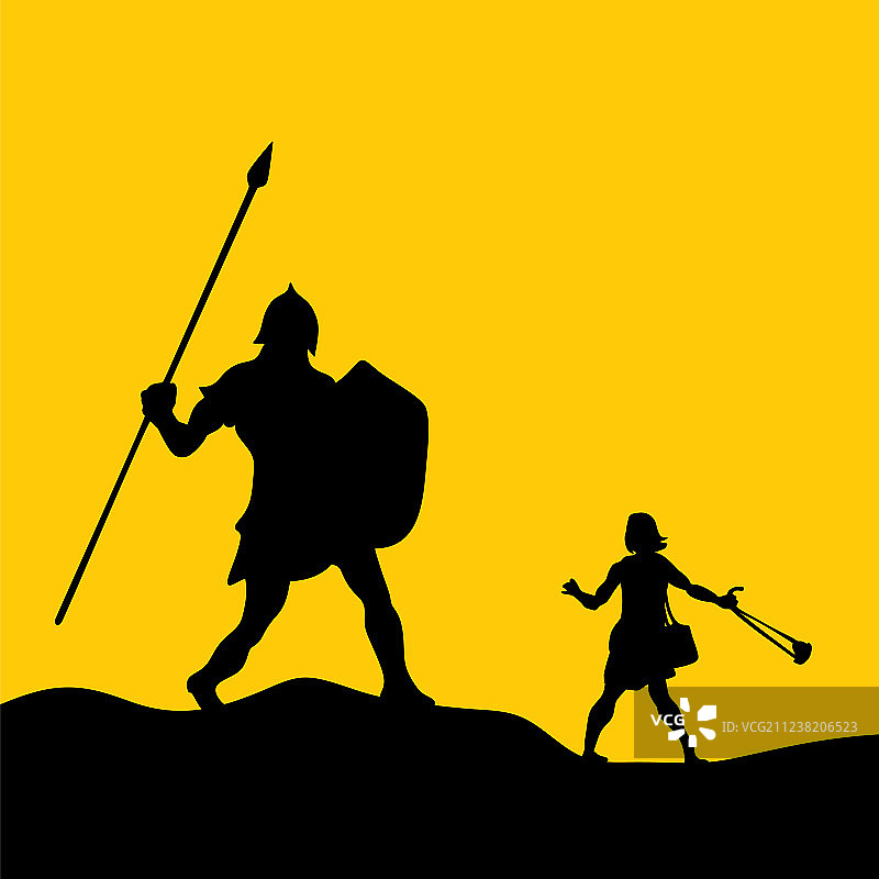 大卫和歌利亚剪影图片素材