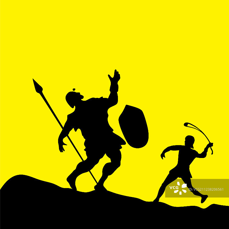 大卫和歌利亚剪影图片素材