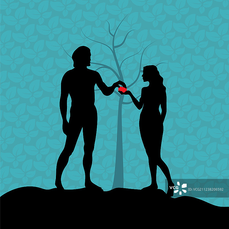 伊甸园中的亚当和夏娃图片素材