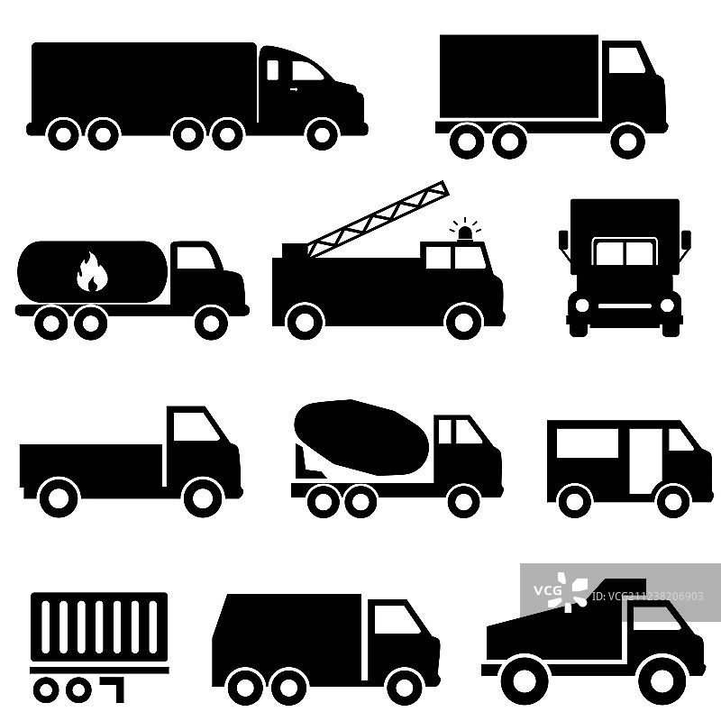 卡车和运输图标集图片素材