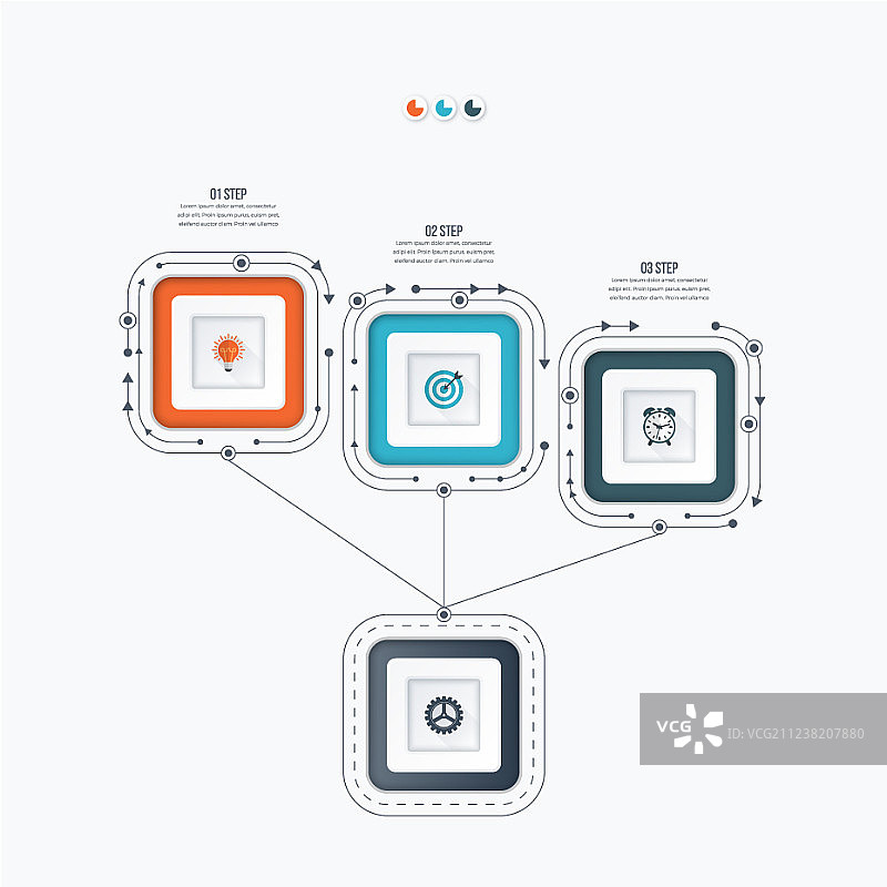 具有正方形的3个选项的信息图表模板图片素材