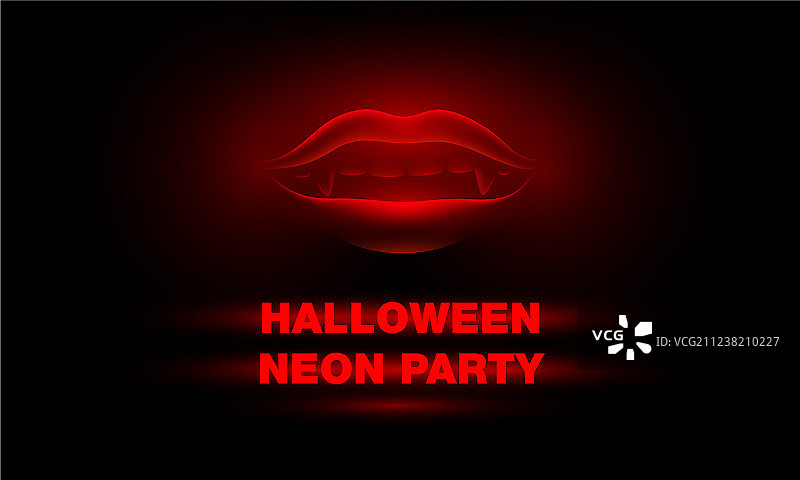 黑色背景上发光的吸血鬼嘴图片素材