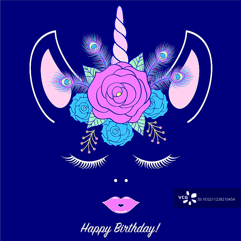 手绘独角兽头像图片素材