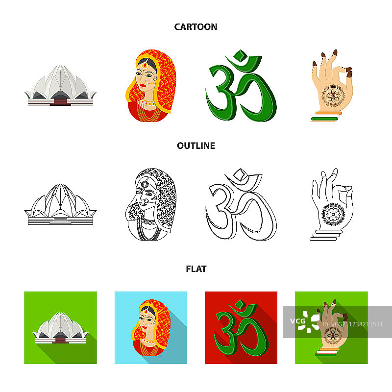 印度卡通扁平图标集图片素材