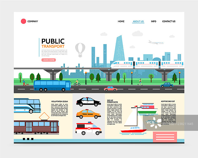 扁平风格城市交通着陆页模板图片素材