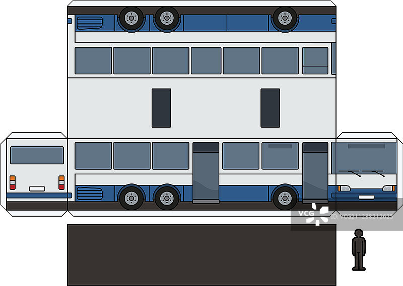 长途巴士的纸模型图片素材