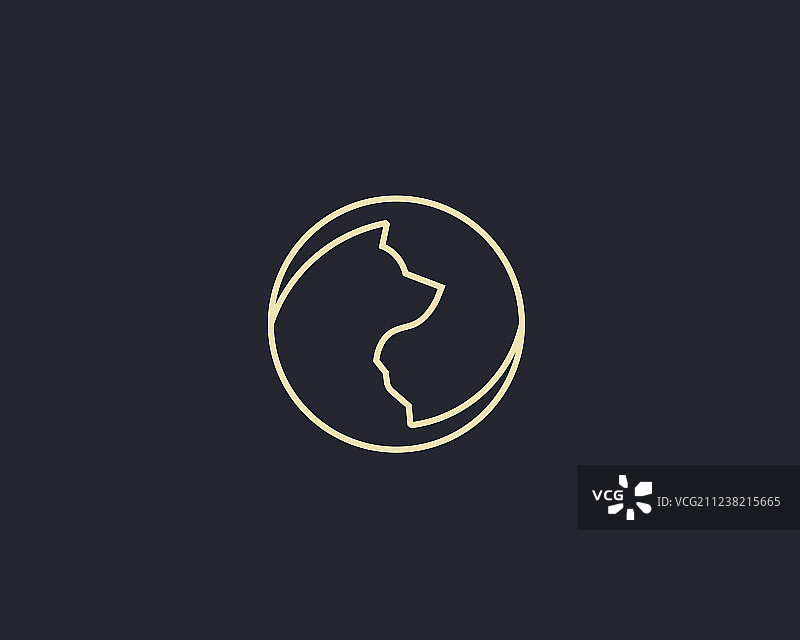 猫狗阴阳线性宠物智能标志图片素材