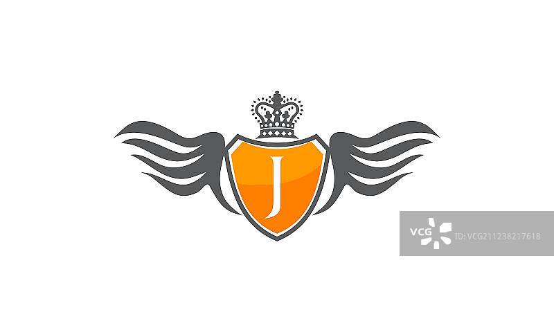 翅膀盾牌皇冠首字母J图片素材
