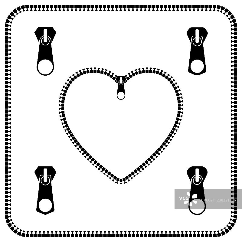 带拉链的心形图标图片素材