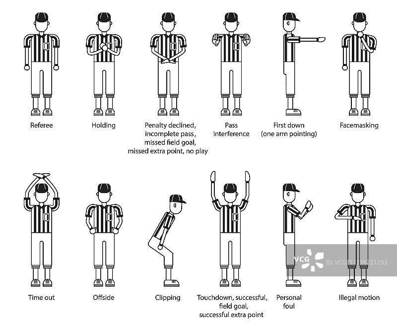 美式橄榄球裁判图标合集图片素材