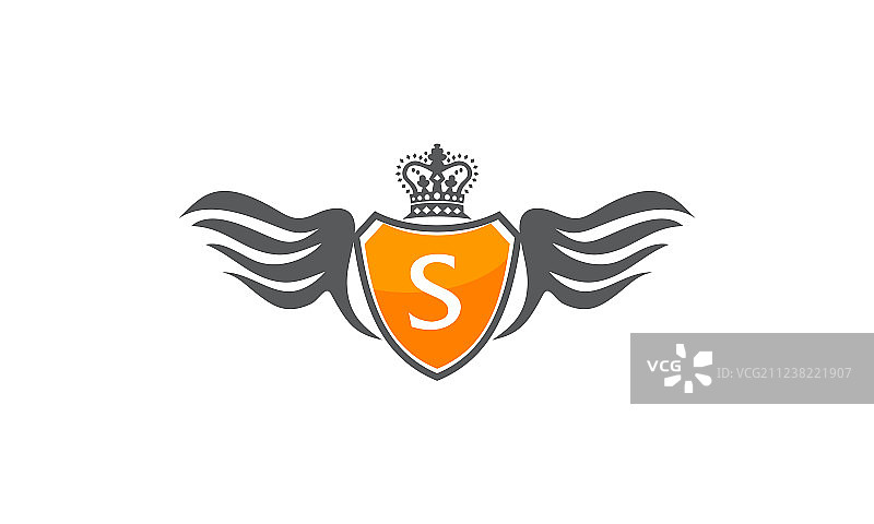 翅膀盾牌皇冠首字母S图片素材
