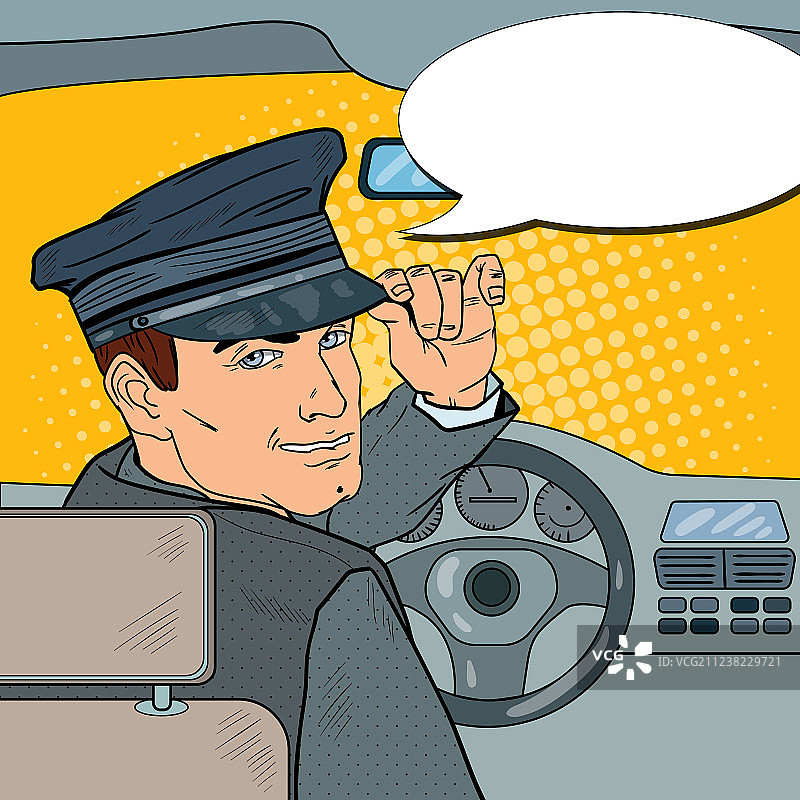 豪华轿车司机车内波普艺术图片素材