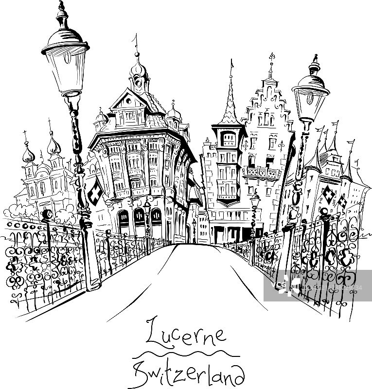 瑞士卢塞恩老城区图片素材