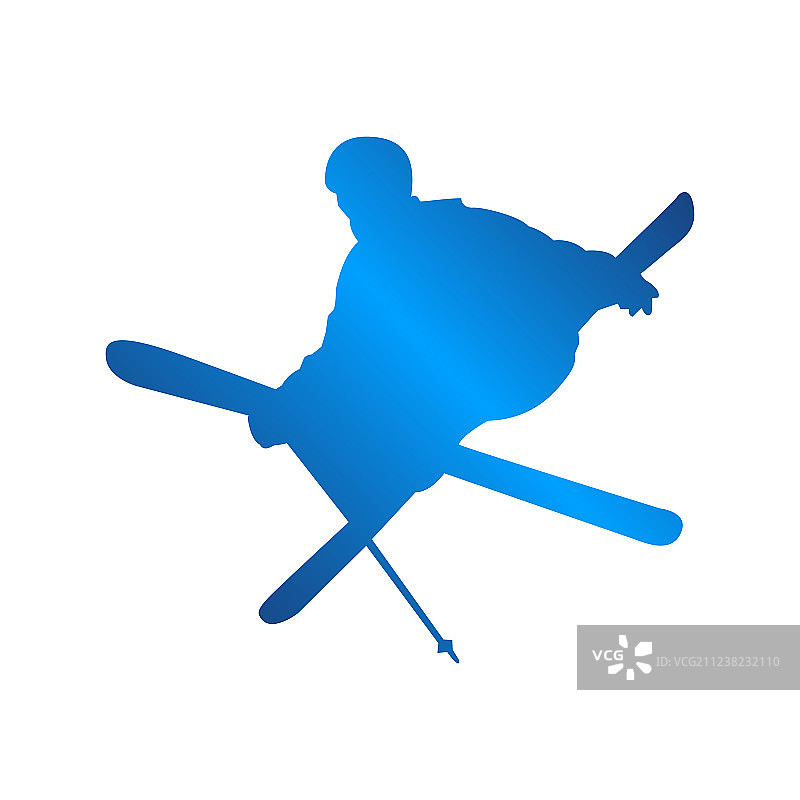 蓝色滑雪人形剪影logo设计图片素材