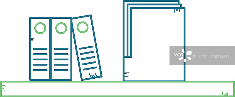 带有文件夹和收纳书的书架图片素材