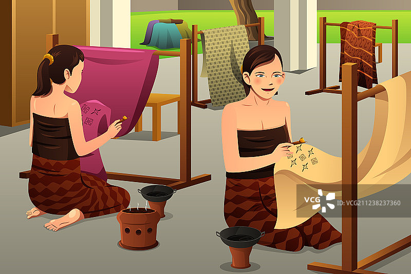 制作蜡染的女人图片素材