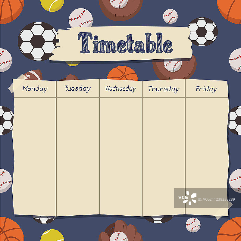 带体育背景的学校课程表图片素材