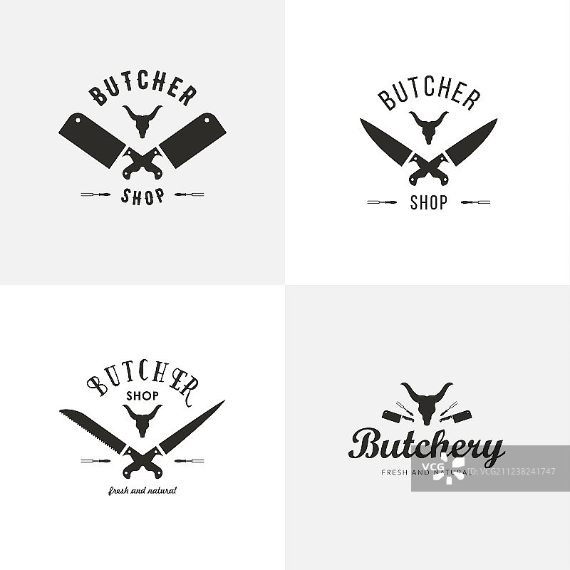 肉店标志模板肉店标签集图片素材