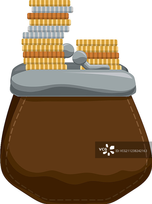 装有硬币的可爱钱包图片素材