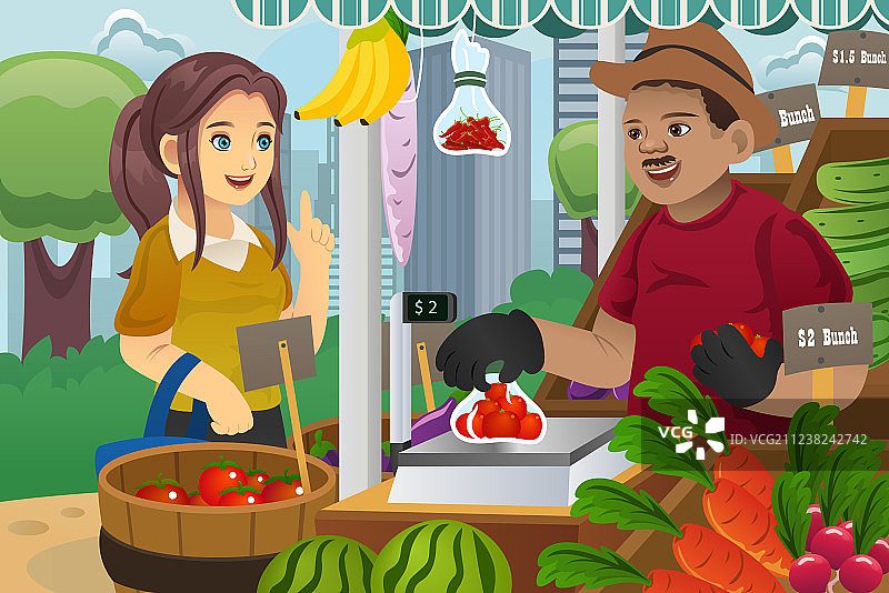在农贸市场购物的女人图片素材