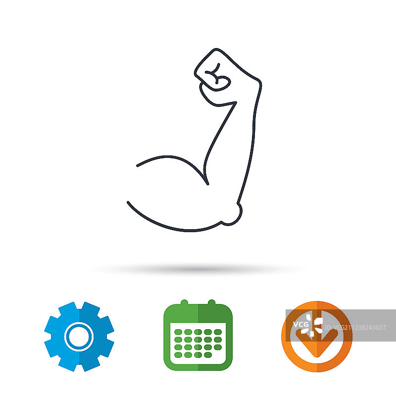 二头肌肌肉图标健美运动员强壮手臂标志图片素材