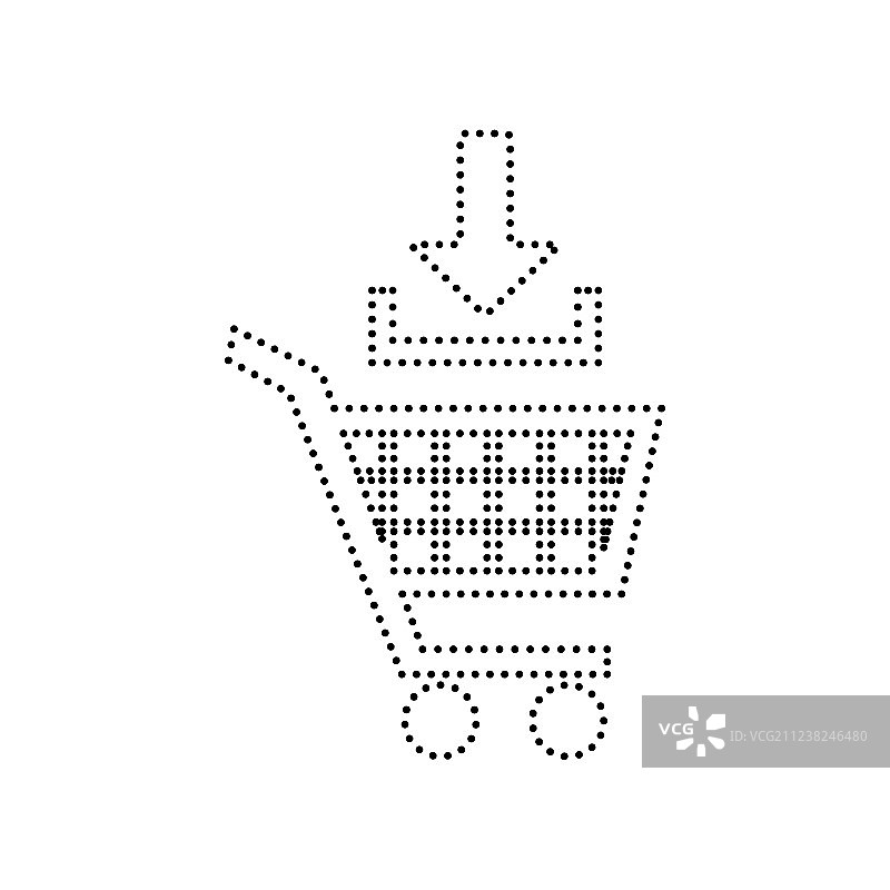 添加到购物车符号（黑色虚线）图片素材