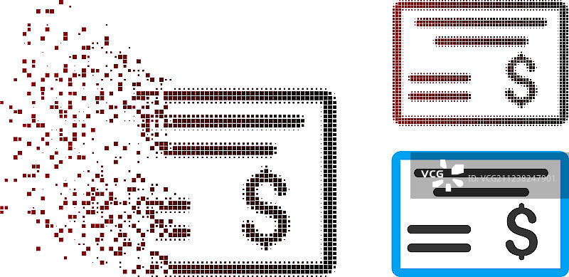 损坏像素半色调美元支票图标图片素材