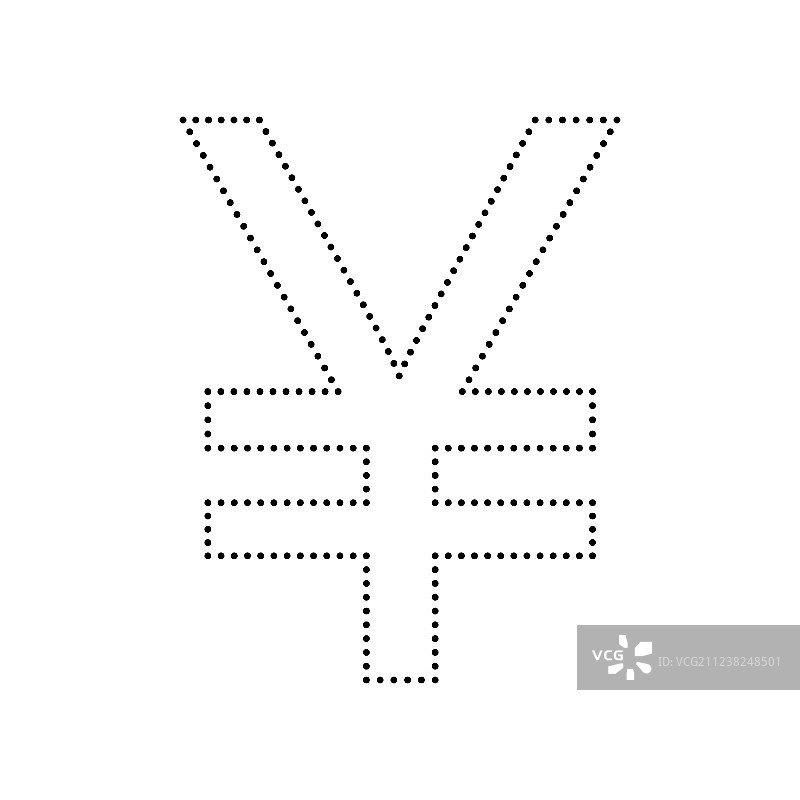 白色上的日元符号黑色虚线图标图片素材
