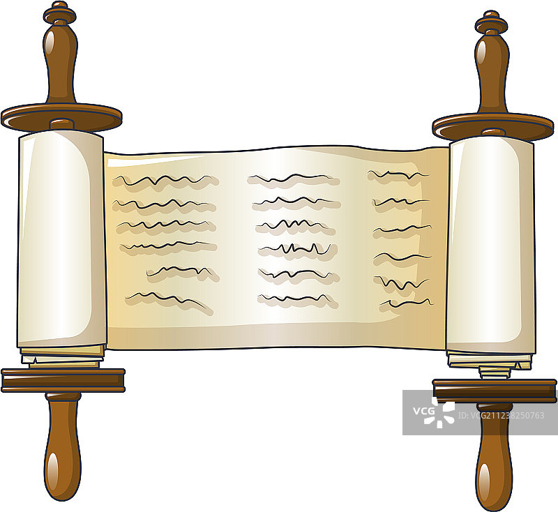 卡通风格的打开的纸莎草纸图标图片素材