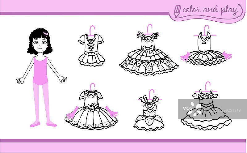 芭蕾舞短裙纸娃娃装扮图片素材