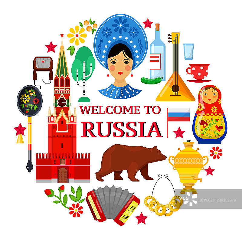 白色背景上的俄罗斯元素图片素材