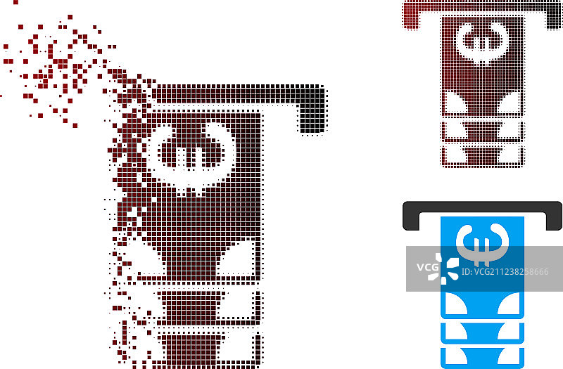 闪光像素半调欧元ATM取款图标图片素材