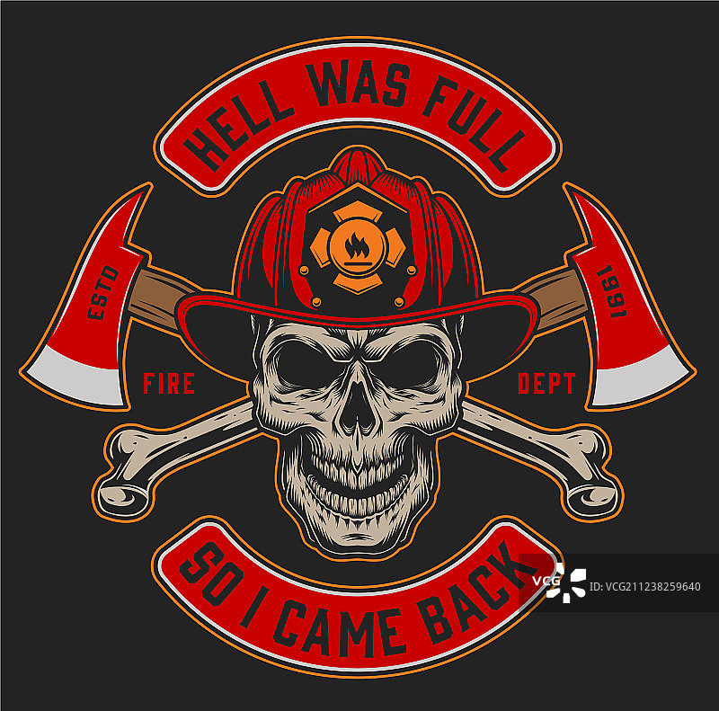 彩色复古消防员标志模板图片素材