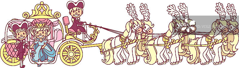 扁平风灰姑娘马车图片素材