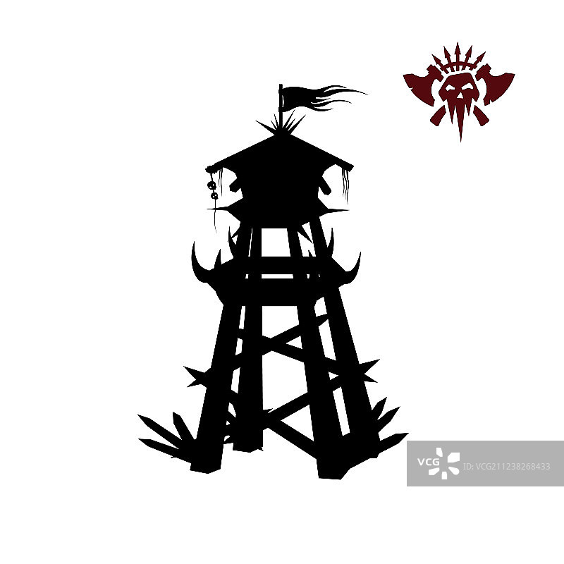 兽人塔幻想物体黑色剪影图片素材