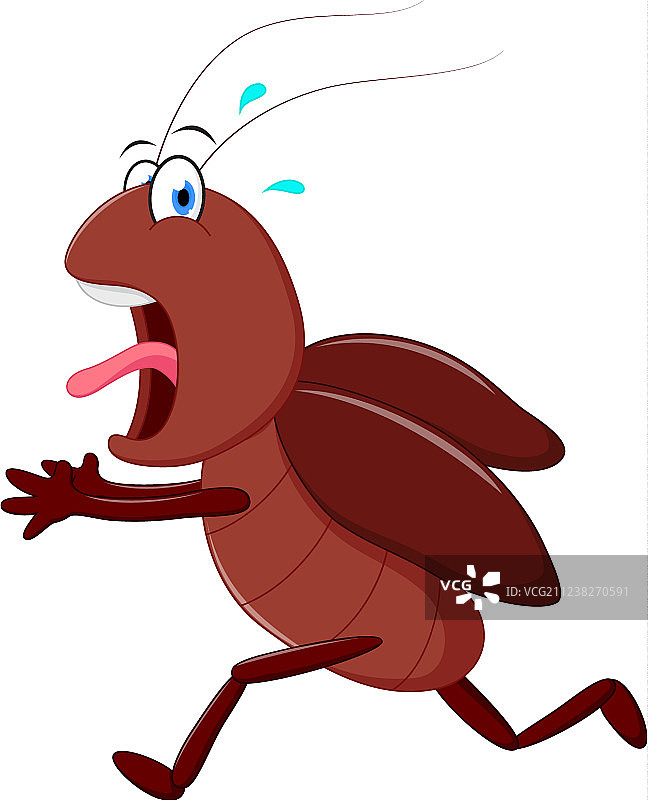 可怕的蟑螂奔跑卡通图片素材