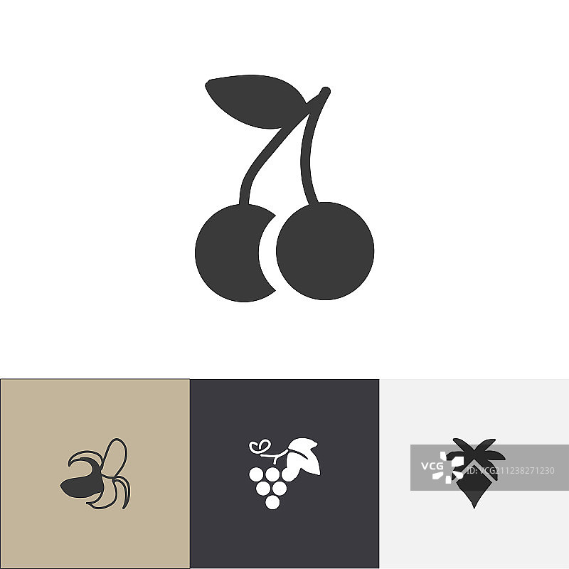 4个可编辑的浆果图标素材图片素材