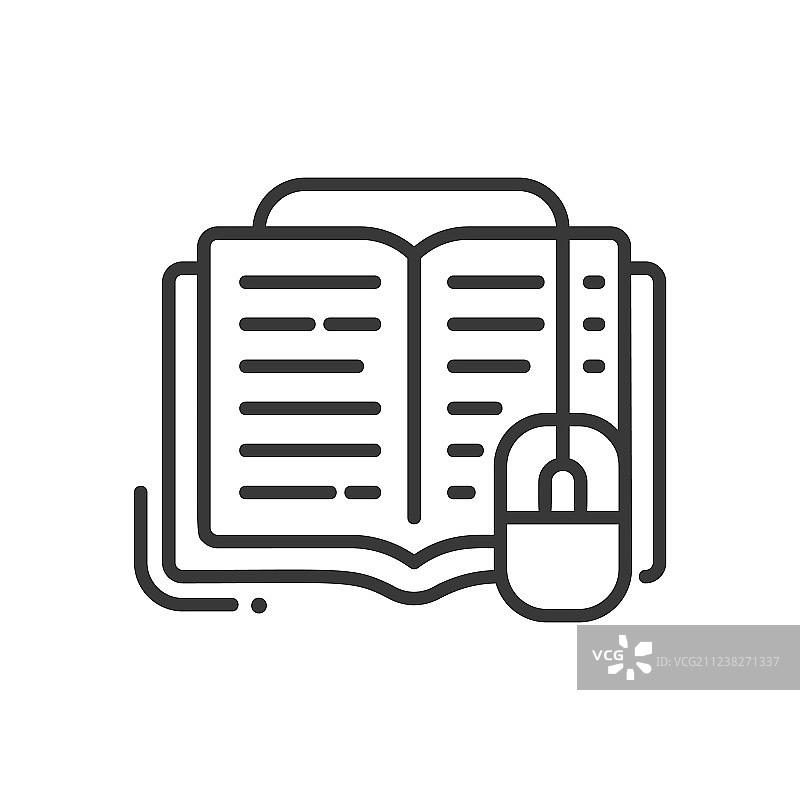 在线教育现代单线图标图片素材