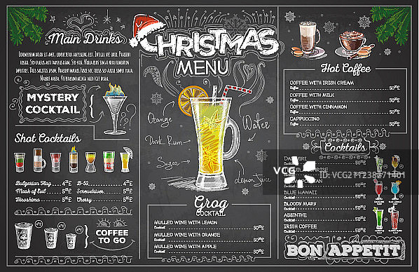 复古粉笔圣诞菜单设计图片素材