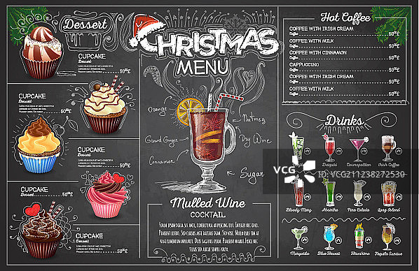 复古粉笔圣诞菜单设计图片素材