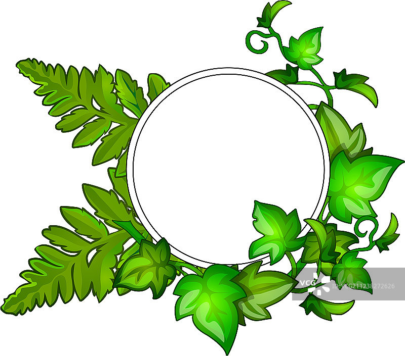 带有文本框的绿叶花环图片素材