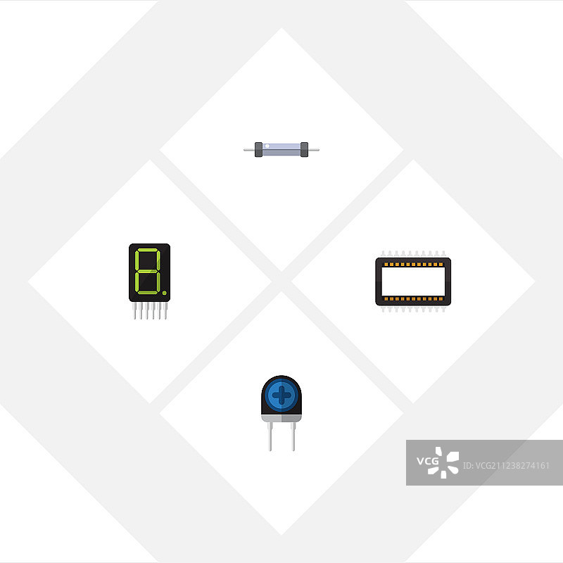 扁平风格的电阻主板设备图标集图片素材