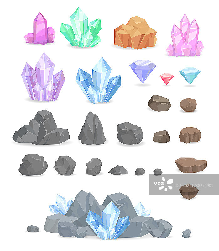 天然水晶和宝石套装图片素材