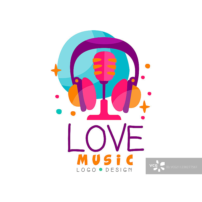 带耳机和复古的创意标志图片素材