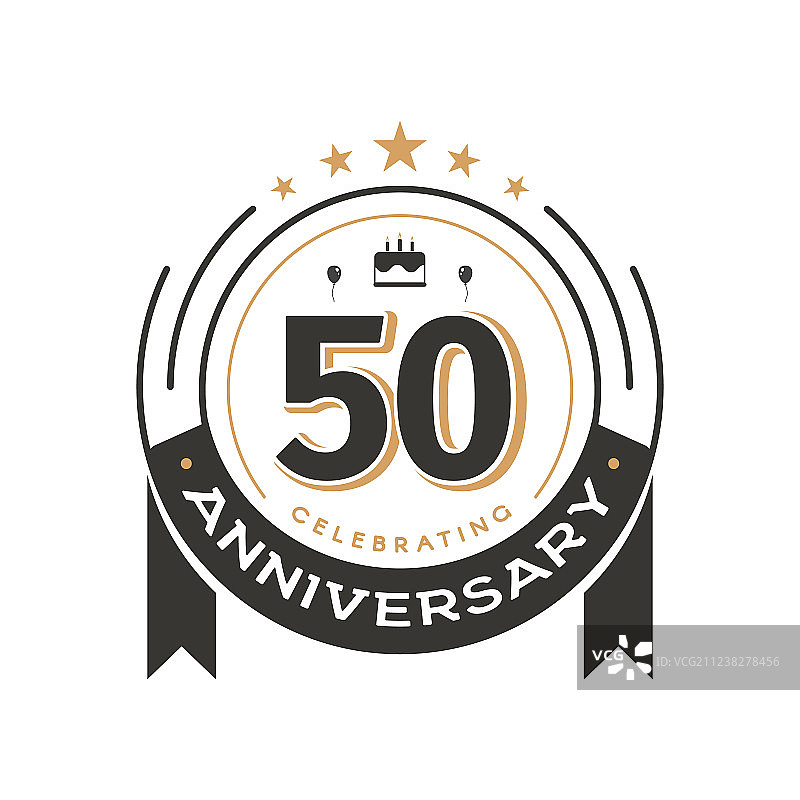 50周年复古生日标志模板图片素材