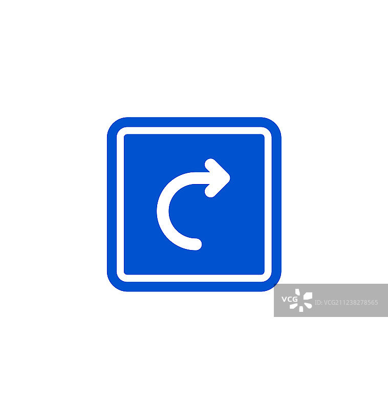 白色背景上的右转路标图片素材