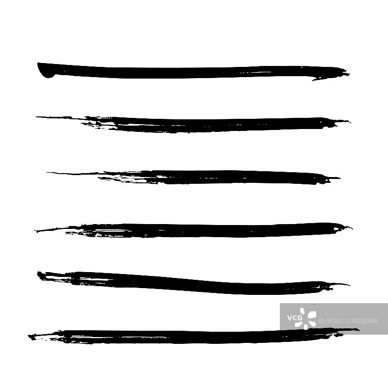 一组黑色油墨笔刷线条图片素材