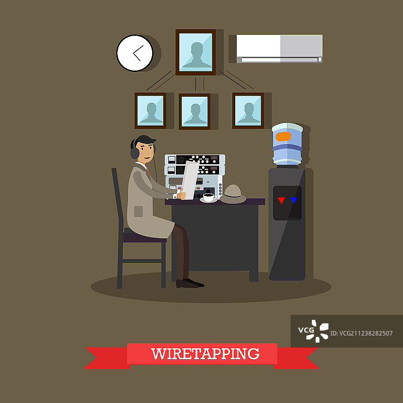 扁平风格窃听概念图片素材