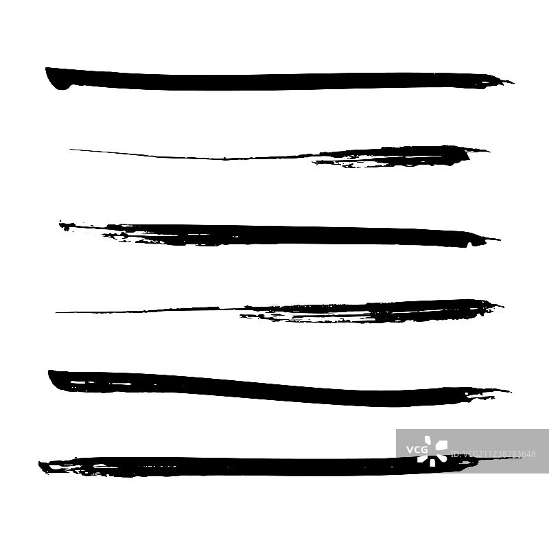 一组黑色油墨笔刷线条图片素材