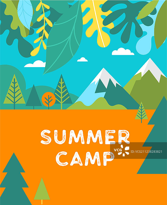 夏令营儿童假期海报和宣传单图片素材